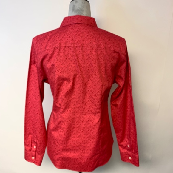 LL Bean blouse SZ XS red button down wrinkle resistant classic paisley office - Picture 3 of 10